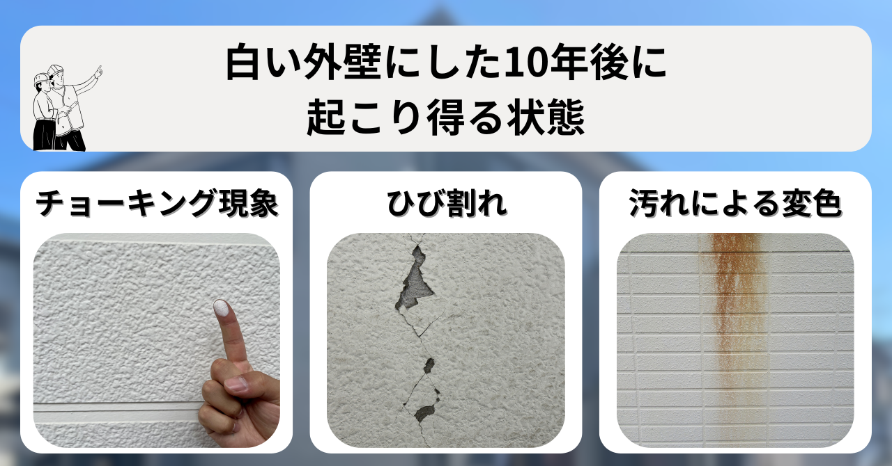 白い外壁にした10年後の状態