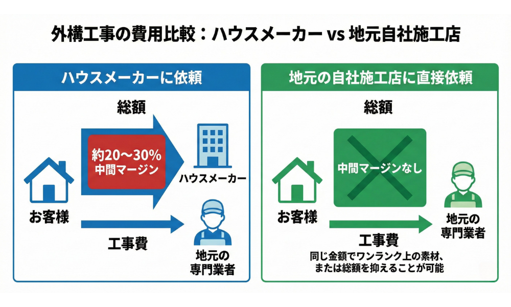 ハウスメーカーではなく「自社施工の工務店」に頼む